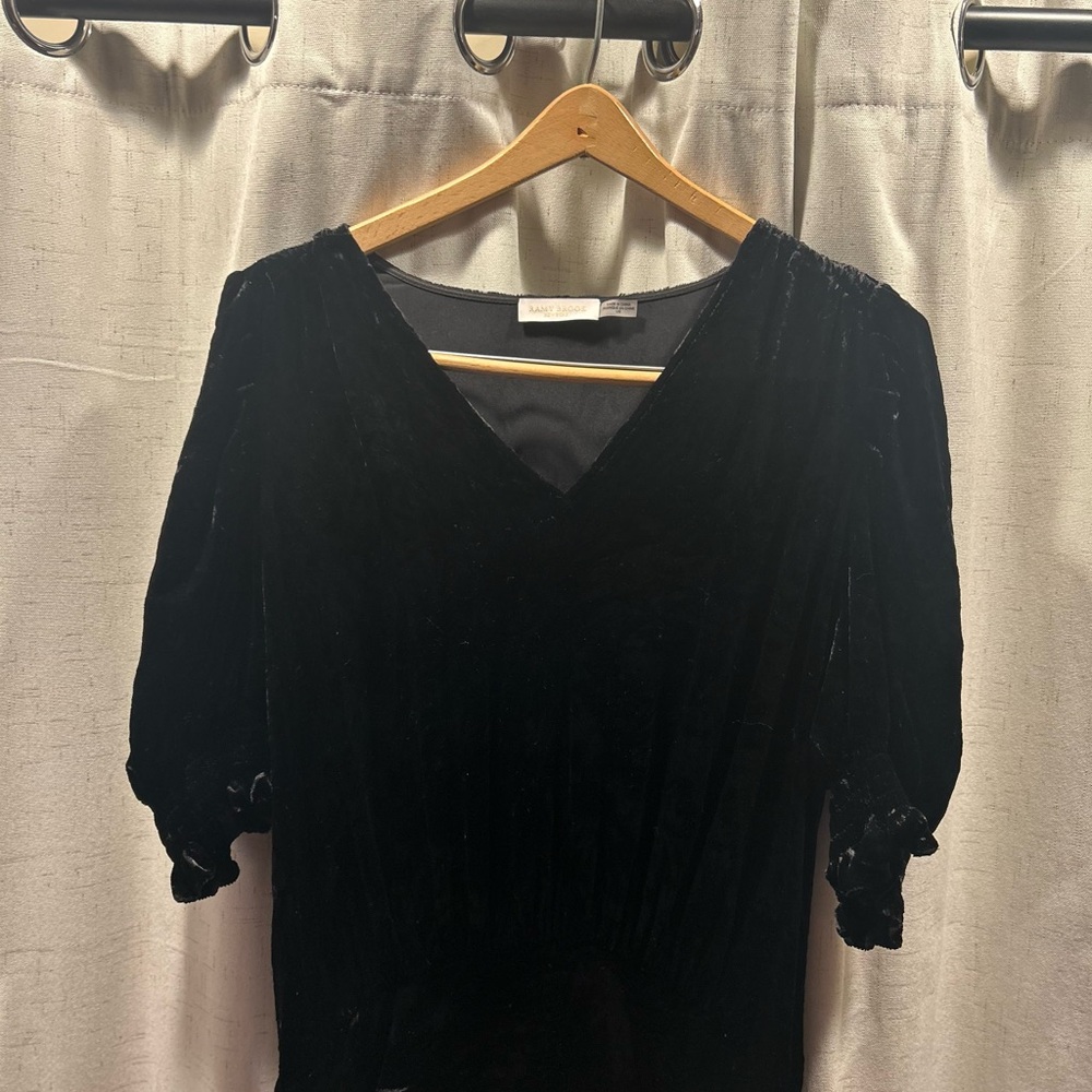 Ramy Brook Black Velvet V-Neck Top